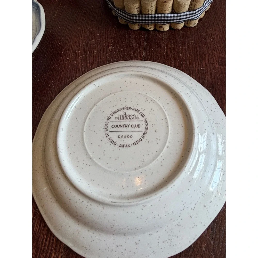 Mikasa Country Club CA500 Blue Scalloped Speckled Salad Plates Set of 4 Japan